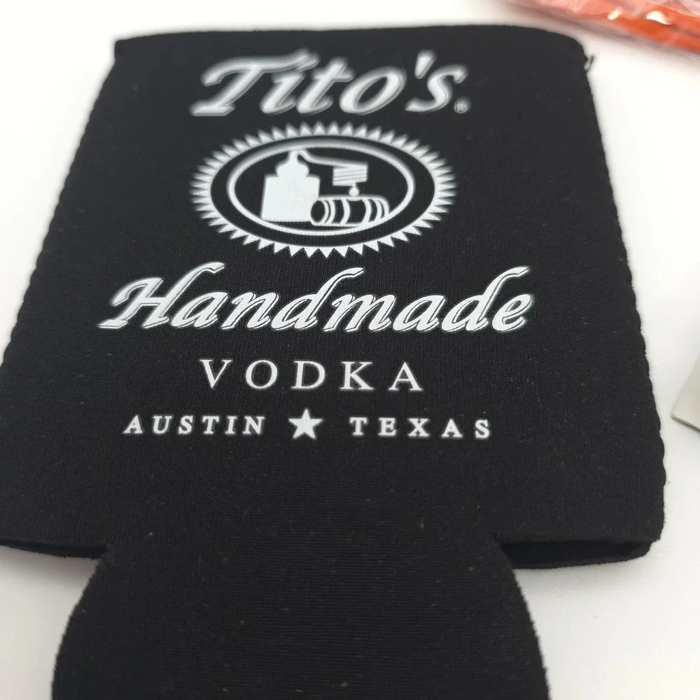 Tito's Vodka Accessory Set Orange Black‎ Koozie Bandana Bottle Sweater Paisley